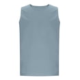 thumbnail image 4 of Men's Cotton Linen Tank Top UPF 50+ Sun Protection Beach Summer Swim Shirts Breathable Workout Gym Running Athletic Sleeveless Shirts Big and Tall Size M-4XL Light Blue, 4 of 5