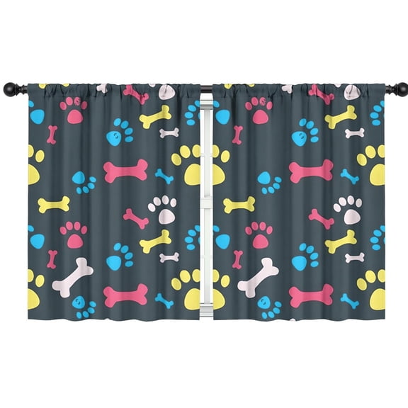 Blackout Kids Curtains,Cool Pet Background Dog Paw Childrens Insulated Curtains Set Of 2,Bedroom Essentials,Toddler Room Decor 42"x54"(106x137cm)