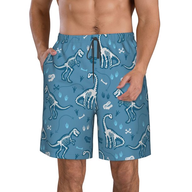 Fotbe Dinosaur Skull Trajes de Baño Estampados para Hombre, Shorts de Verano de Secado Rápido, Ropa de Playa, Bañadores-XX-Large
