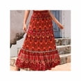 thumbnail image 6 of OGLCCG Womens Casual Boho Maxi Skirts High Waisted A-Line Tiered Flowy Long Skirts Summer Floral Printed Beach Vacation Skirts,XL, 6 of 8