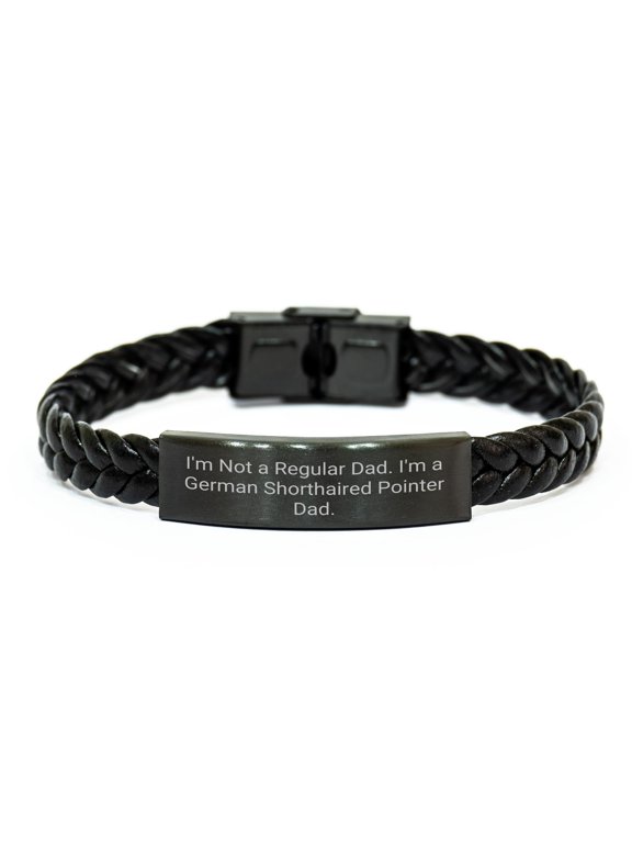 Amangny German Shorthaired Pointer Dad Braided Leather Bracelet Valentine's Day Unique Gifts from Men to Family