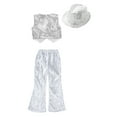thumbnail image 4 of iiniim Kids Girls Sequins Hip Hop Jazz Dance Vest Tops with Flared Pants and Hat Modern Dancewear Silver 150, 4 of 5