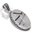 thumbnail image 2 of Natural Black Rutile Gemstone 925 Steling Silver Jewelry Pendant 2.25", 2 of 2