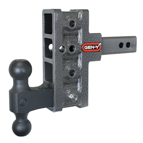GEN-Y GH-214 MEGA-DUTY Adjustable 5" Offset Drop Hitch with GH-051 Dual-Ball for 2" Receiver - 16,000 LB Towing Capacity - 2,000 LB Tongue Weight