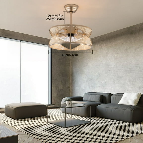 Miumaeov 18'' Ceiling Fan Light Hanging Pendant Lamp Indoor Fan Chandelier with Remote Control