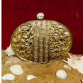 thumbnail image 4 of Different Craft India Rhinestone-Embellished Clam Bag Shell | Gold Tassel, 4 of 4