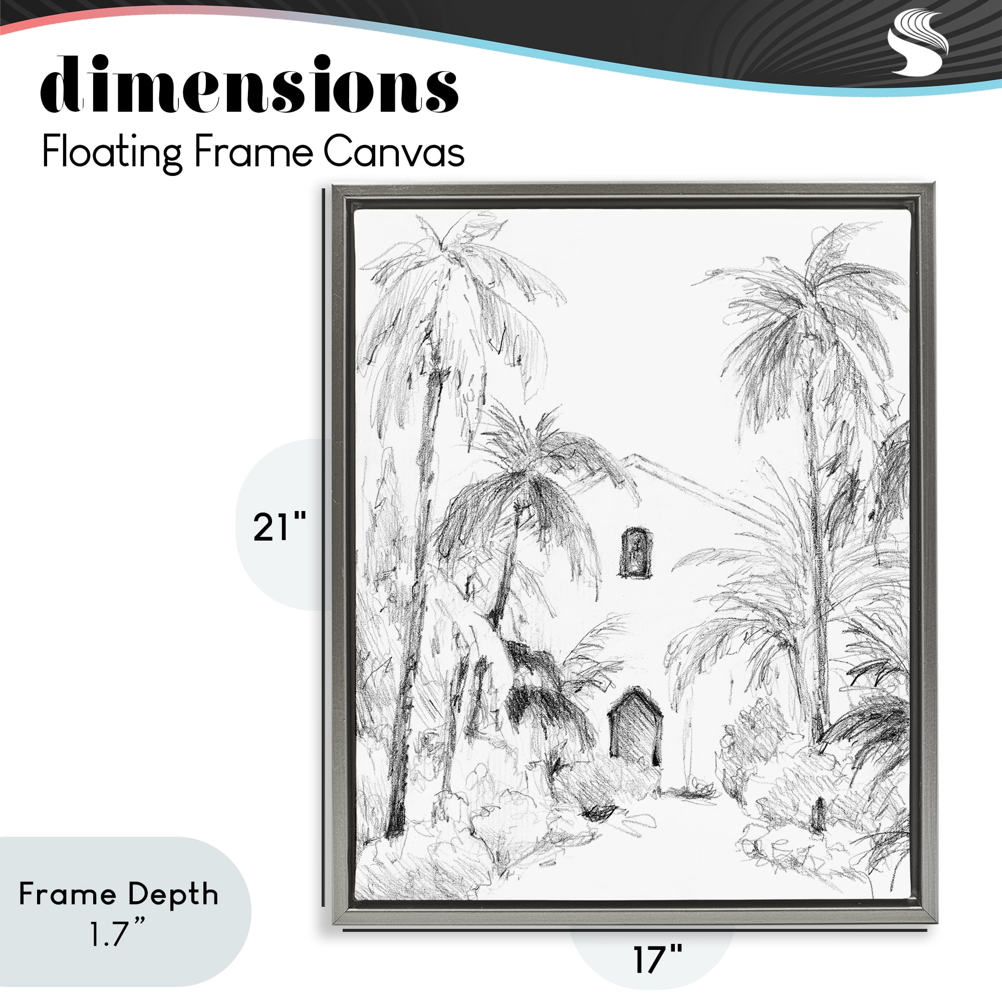Stupell Industries Island Church Sketch Gray Framed Floater Canvas Wall Art, design by Lanie Loreth