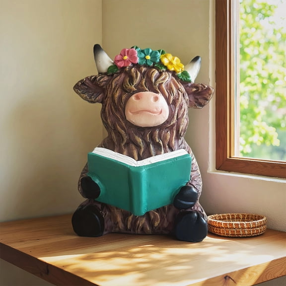 Highland Cow Figurine Highland Cow Bathroom Decor Ideal Cow Lover Gift for Home Bathroom Kitchen Living Room Office and Garden Decoration