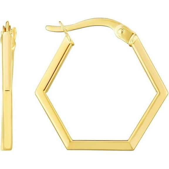 Floreo 14k Yellow Gold 23mm Hexagon Hoop Earrings