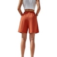 thumbnail image 4 of Gvmfive Women Elastic Waist Pockets Loose Shorts Summer Casual Cotton Beach Shorts, 4 of 7