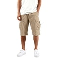 thumbnail image 2 of longantii Cargo Shorts for Men Elastic Waist Drawstring Workout Shorts Big and Tall Hiking Shorts Knee Length Athletic Pants Summer Casual Short Pants Multi Pockets Khaki L, 2 of 6