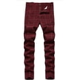 thumbnail image 1 of Pantalones a cuadros para hombre, estilo casual, elásticos, ajustados, pantalones chinos #2 Vino 30 #2 Vino 30 Xishao ropa, 1 of 2
