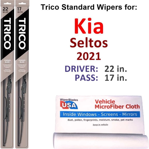 Wiper Blades (Set of 2) compatible with 2021 Kia Seltos