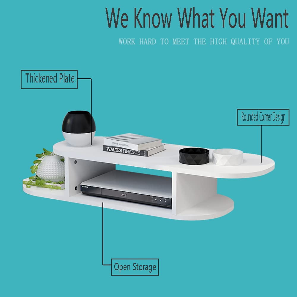 BiJun Floating TV Stand Wall Mounted for TVs up to 55”(White)