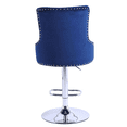 thumbnail image 4 of Alexent 2PCS Swivel Bar Stools, High Back, Button Tufted, Silver Footrest and Nailhead Trim Swivel Bar Chairs for Kitchen, Bar Velvet Upholstered Bar Stools, Dark Blue, 4 of 6