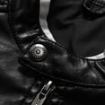 thumbnail image 6 of Men's Wings Color Block PU Leather Motorcycle Jacket, Double Stand Collar Street Casual Motorcycle Jacket, Hip Hop Punk Retro Top, 6 of 13