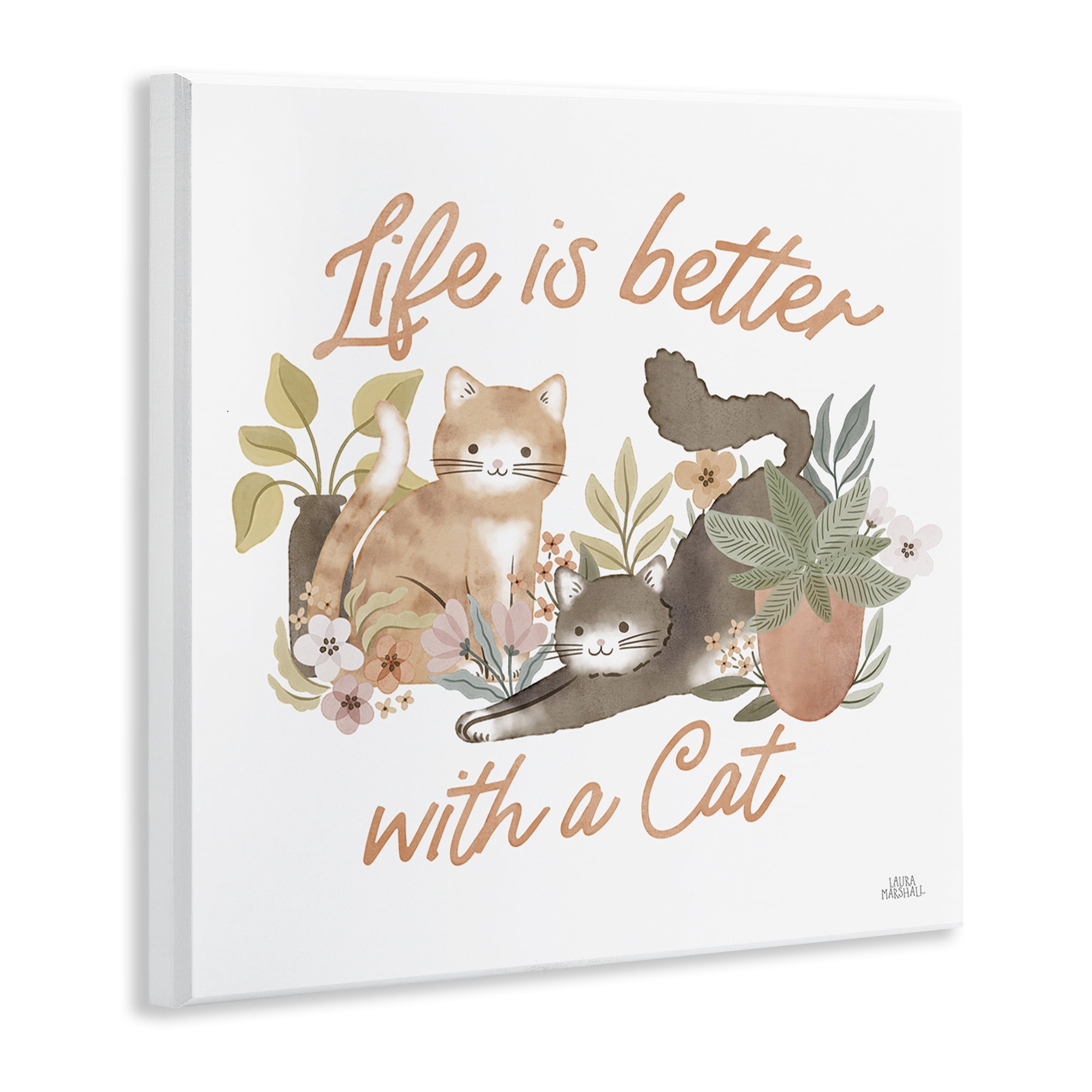Stupell Industries Better with Cat Phrase Animals & Insects Painting Unframed Art Print Wall Art, 12 x 12