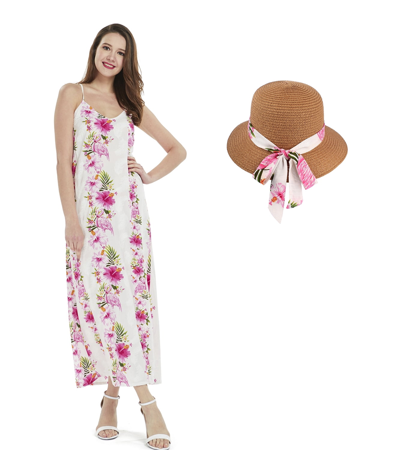 Hawaii Hangover Women's Maxi Tank Dress with Matching Hat in Tropical