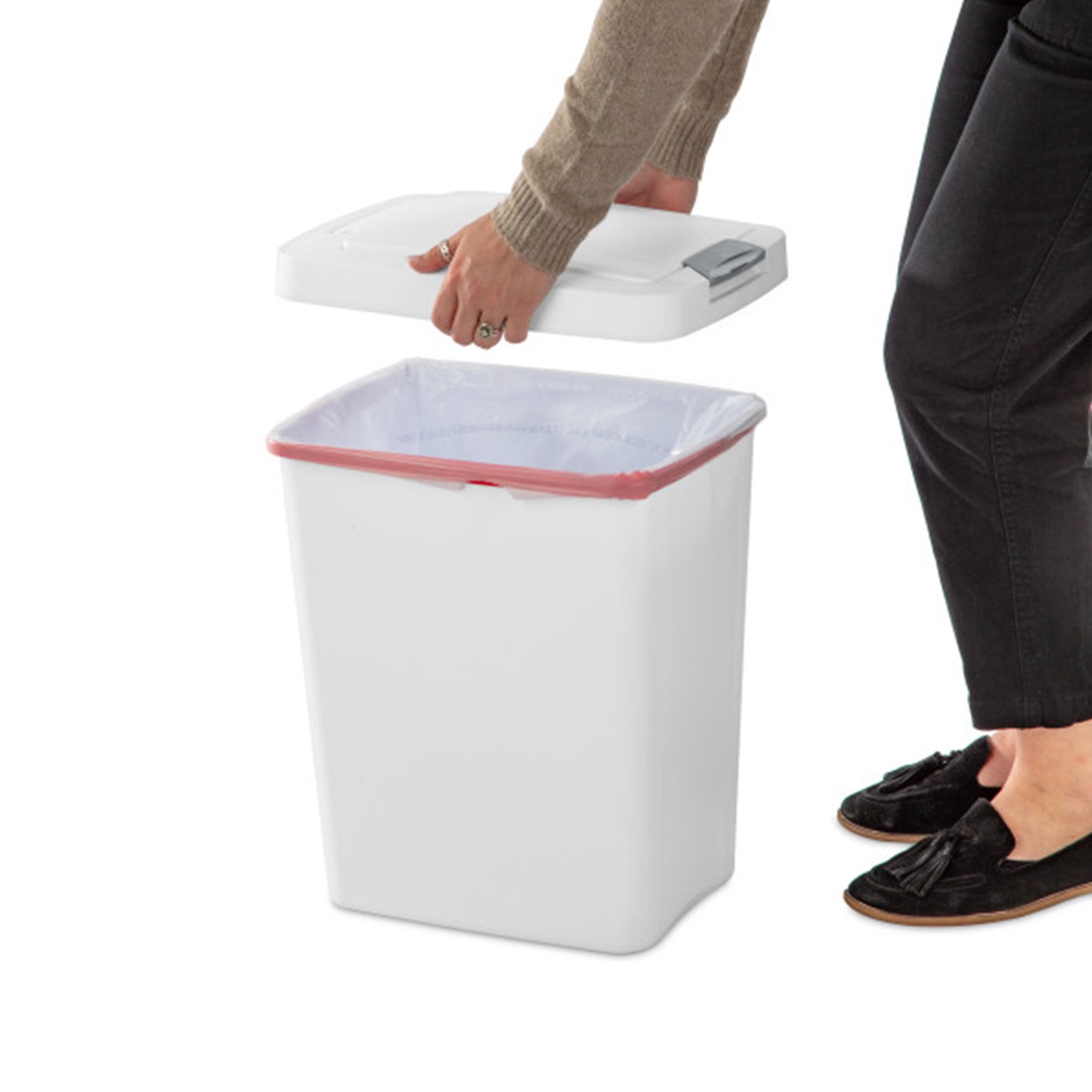 Sterilite 7.5 Gallon TouchTop Wastebasket w/ Titanium Latch, White 16 Ct