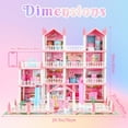 thumbnail image 6 of Big Doll House Girl Toys Dream Dollhouse 4-Story 15 Rooms Playhouse with 3 Dolls, Lights, Furniture and Accessories, Pretend Play Toddler Doll Houses for Kids 3 4 5 6 7 8+ Year Old Gift, 6 of 7
