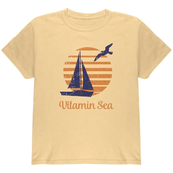 Summer Sun Vitamin Sea Sailboat Youth T Shirt Yellow Haze YLG