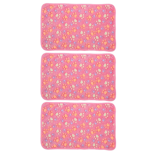 Piezas Manta de Lana con Estampado de Pata de Perro Lana de Coral Lindo Estampado de Pata de Perro Resistente a mordeduras Alfombra para Dormir Suave y cálida para Mascotas Perros Rosa XS