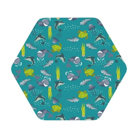 

Matuu Cute Shark Turtle for Cup Coasters Set of 6 Leather Coasters Desk Coasters for Office Measures 4” x 4” Hexagon