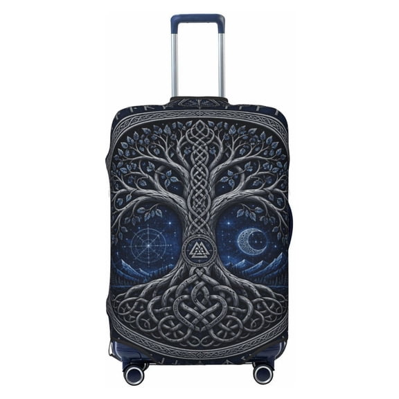 Elder Futhark Knotwork Poster Travel Luggage Cover Suitcase Protector Fit for 18-32 Inch Baggage