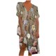 thumbnail image 1 of Moda Mujer Verano Sexy Cuello en V Estampado floral Manga corta Hasta la rodilla Vestido suelto Fridja qw5979, 1 of 8