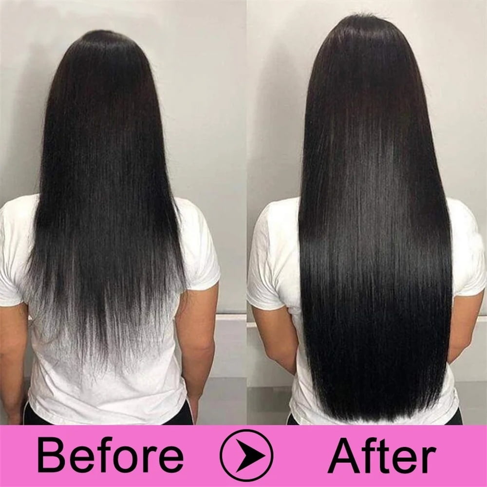 Clip in Human Hair Extensions One Piece Clip Ins Straight Hair Extensions 10-26 Inch Natural Black Remy Hair Piece Extensions with 5 Clips