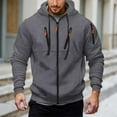 thumbnail image 2 of Zip Up Hoodie Men 2026 Fall Winter Long Sleeve Full Zipper Hooded Sweatshirt with Pockets Cardigan Jacket Outerwear, 2 of 5