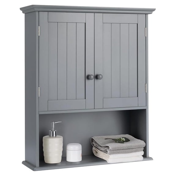 Medicine Cabinets, Wall Mounted Bathroom Cabinet with Adjustable Shelf, 2-Door, Bathroom Storage Cabinet Over The Toilet, Living Room, Kitchen, Laundry Room, Cupboard (Gray)