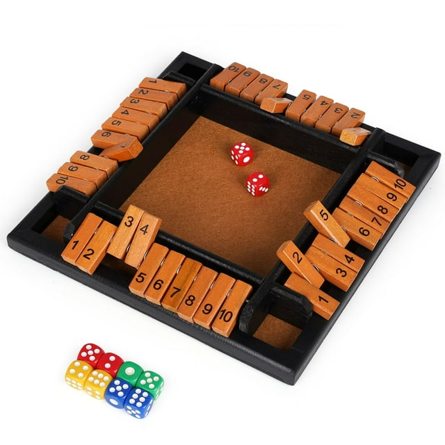 Juego de dados Shut The Box Agirlgle de madera para 1 a 4 jugadores con 12 dados