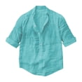 thumbnail image 6 of Men's Long Sleeve Shirt V Neck Casual Button Down Blouse Solid Color Loose Tops Comfy Lightweight Tee, 6 of 6