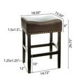 Brown Bonded Leather Counter Stools Set of 2, 26.75 Inch Kitchen Bar