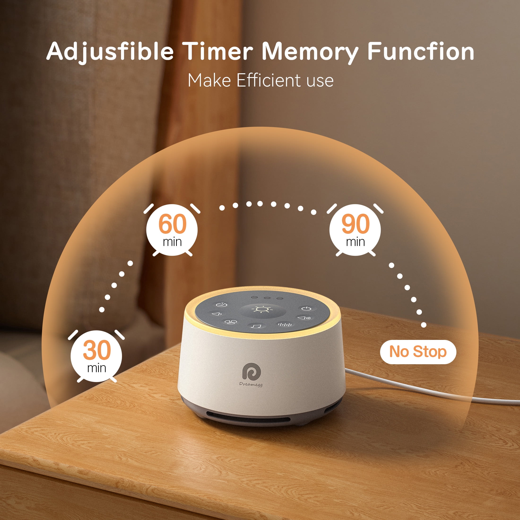 Dreamegg White Noise Sound Machine for Baby Adult Sleep with Night Light for Kids Bedroom