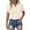 #477-Beige, variant on Women's Casual Solid Color Cotton Linen Blend Short Sleeve Button Down Shirt Turndown Collar Side Split Pocket Top for Summer Daily Wear
