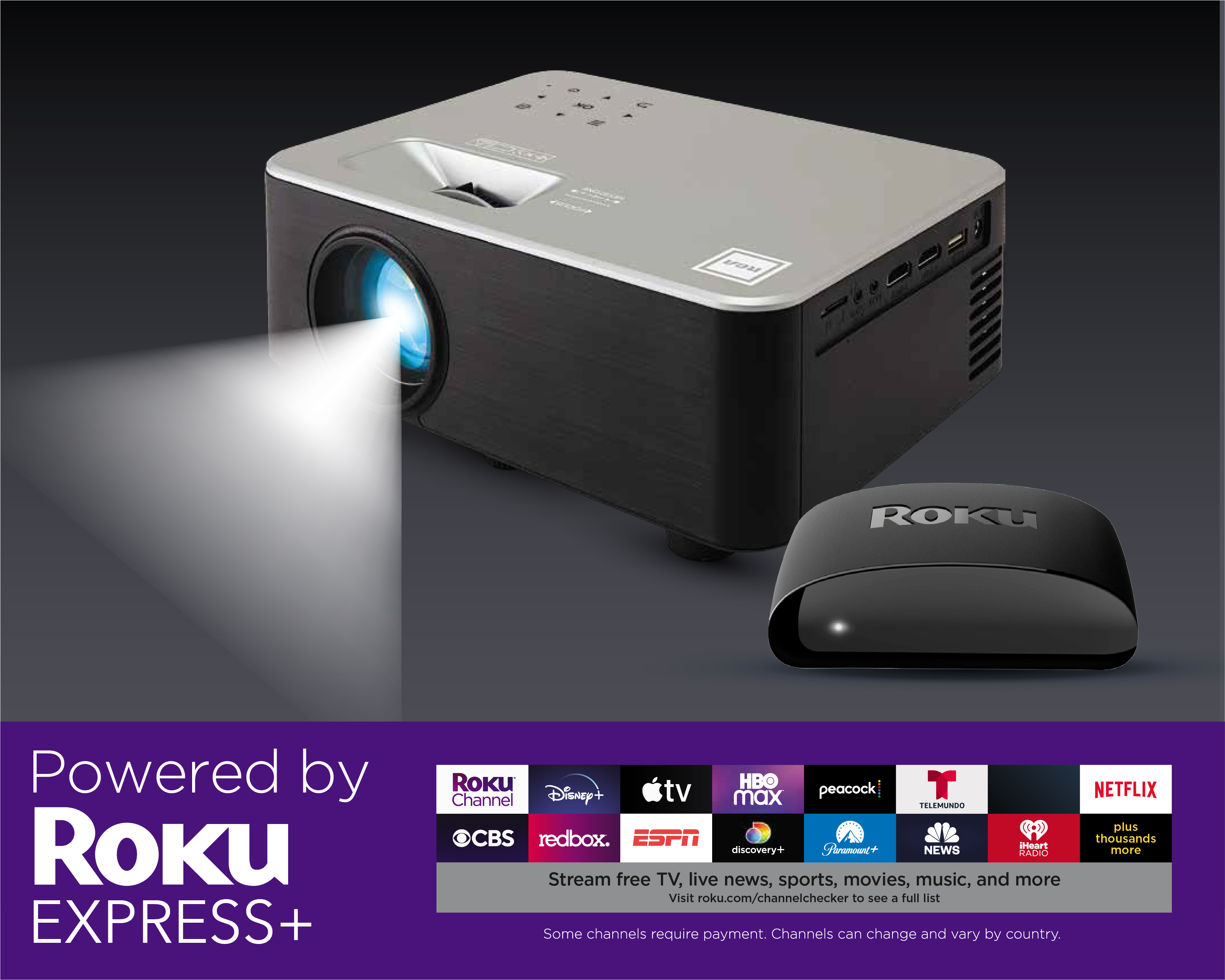 RCA 720p Smart Wi-Fi Home Theater Projector w/ Roku Stick - image 3 of 10