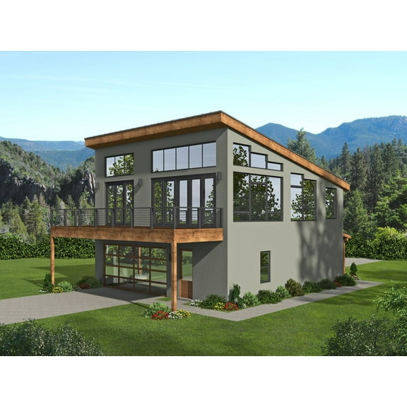 763-305: Modern Contemporary 1 Bed, 2 Bath Luxury Home Plan, 1545 Sq Ft: Full Blueprints with License to Build by Home Plan Marketplace - Lesuto