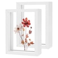 thumbnail image 1 of Paquete de 2 Marcos de Flores Secas Prensadas de Madera, Marco de Imagen Flotante de Acrílico Doble de 3.5 x 5 Pulgadas para Flores Secas/Mesa/DIY/Artesanías [Blanco], 1 of 7