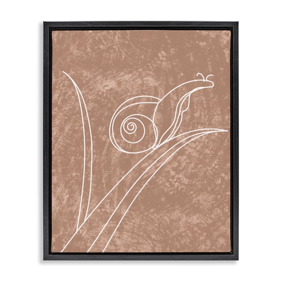 Stupell Industries Bohemian Snail on Leaf Doodle Black Floating Frame Canvas Art, 17 x 21, by Lil' Rue