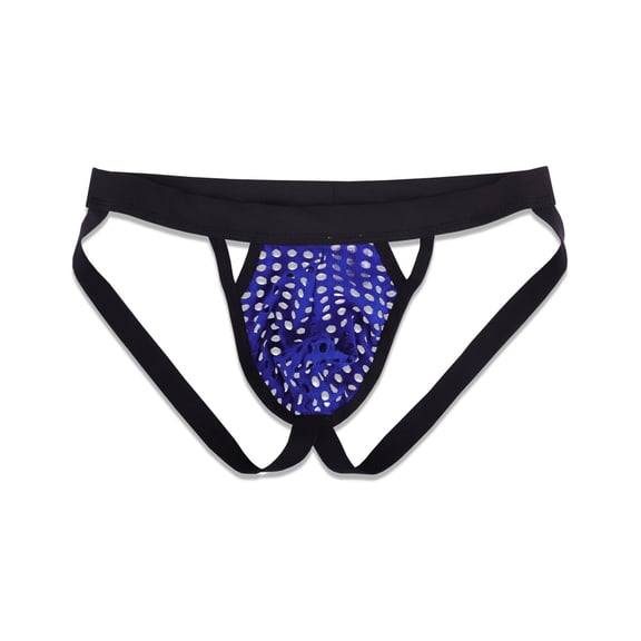 USNSM Men's Jockstrap Mesh Underwear Fashion Thongs Fishnet Wide Belt Athletic Supporter Sport Jockstrap Underwear Blue XL