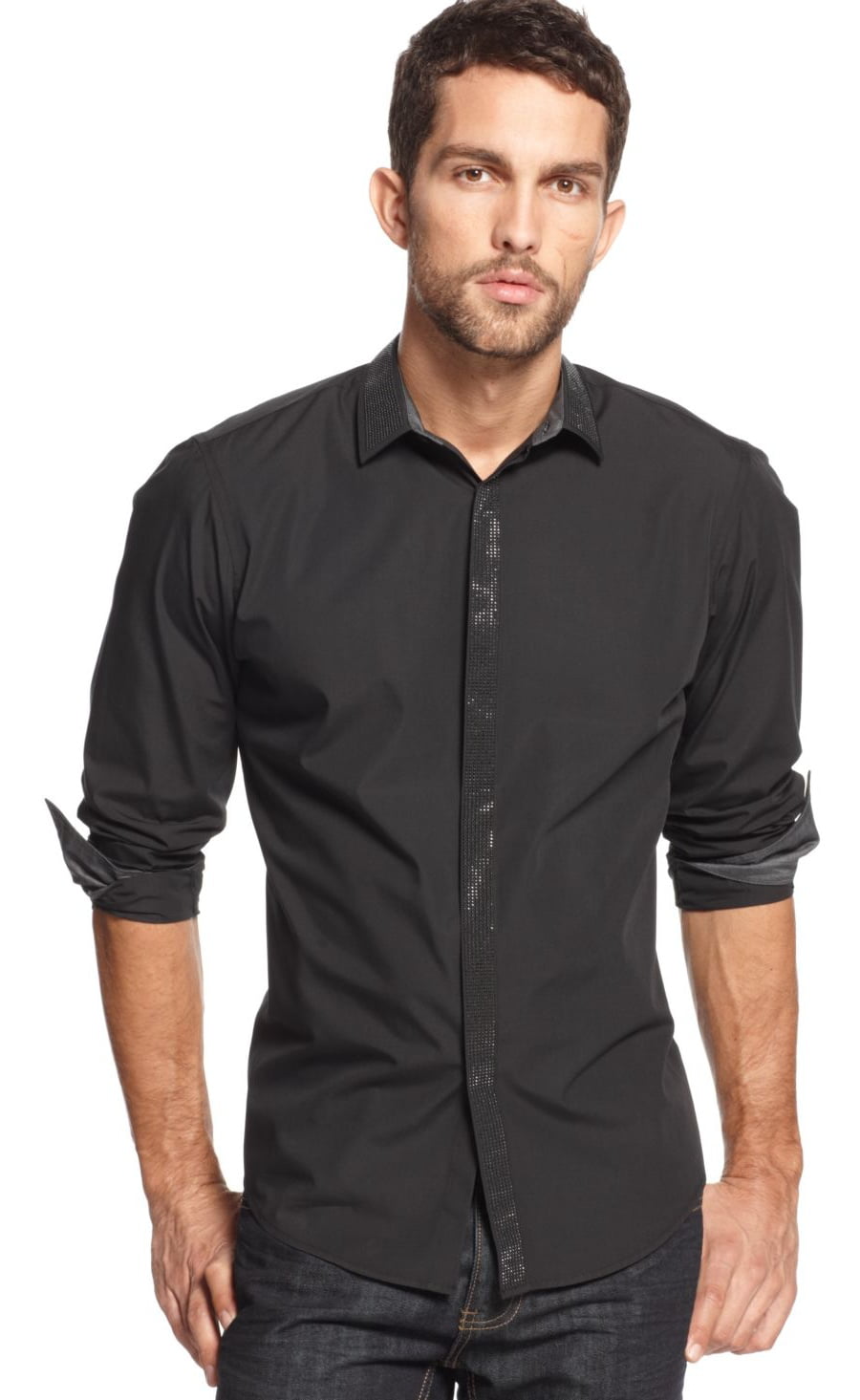 INC International Concepts - I-N-C Mens Shine Button Up Shirt - Walmart ...