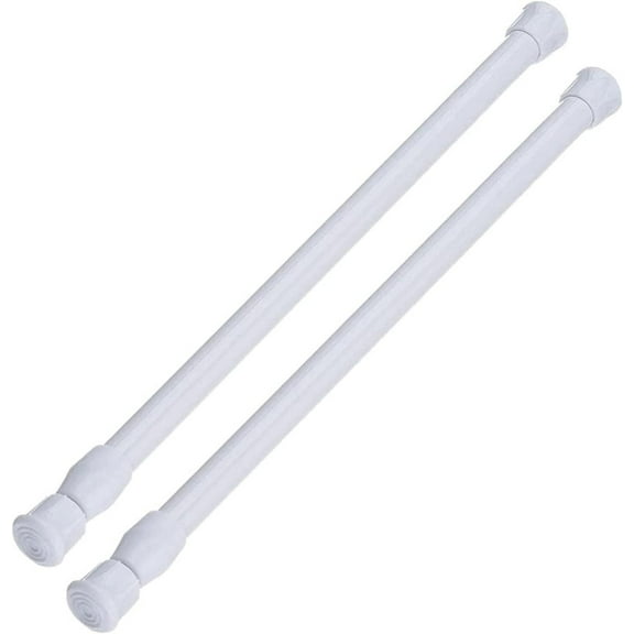 2 Pack Spring Tension Curtain Rod Adjustable 23.6-43.3 Inches,0.87" Diameter, White