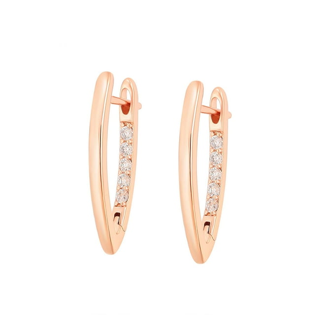 Aretes Arracadas en Forma de V Swarovski Oro Rosa 14K Lam rosa Unitalla