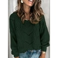 thumbnail image 2 of Womens 2023 Cute Elegant Soft Crewneck Long Sleeve  Cable Knit Pullover Sweaters, 2 of 9