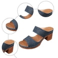 thumbnail image 5 of Rokment Womens Platform Chunky Block High Heels Dress Slides Sandals Boho Beach Summer Casual Leather Fish Mouth Open Toe Slip on Heeled Slippers for Ladies 2026 Blue Size 6.5, 5 of 8