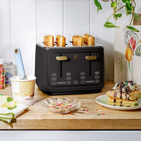 Beautiful 4-Slice Toaster with Touch-Activated Display, Black Sesame by Drew Barrymore