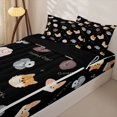 thumbnail image 3 of Homewish Cartoon Dog Zipper Queen Comforter Set with Fitted Sheet and 2 Pillowcases,Luck Good Sweet Day My Cute Puppies Print Zipper Bedding Set,Black,Black Reversible,4pcs, 3 of 8