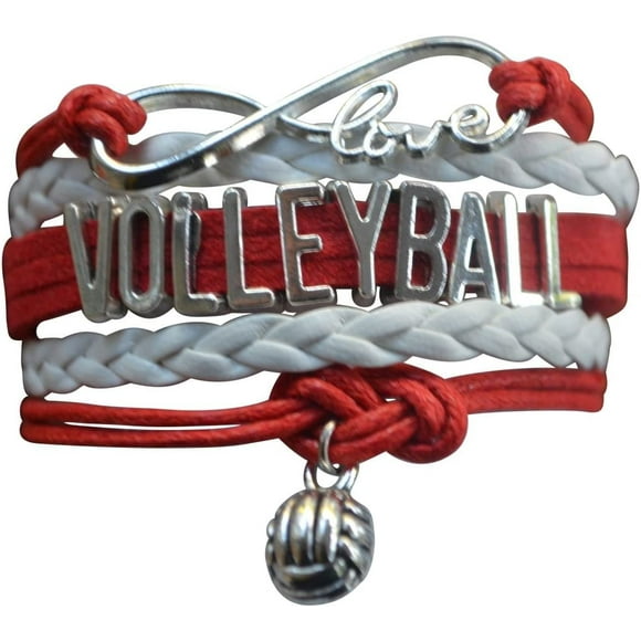 Bracelet à Breloques de Volleyball - Bracelet à Breloques Réglables Infinity Love avec Breloque de Volleyball pour Joueuse de Volleyball Féminin